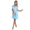 GRETA šaty s krajkou a zlatým páskem - světle modrá 454-4 (Velikost UNI, Barva Modrá - světle)