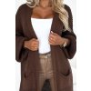 Numoco Cardigan - dlouhý svetrový plášť s kapsami - čokoládová barva 627-2 (Velikost UNI, Barva Hnědá)