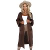 Numoco Cardigan - dlouhý svetrový plášť s kapsami - čokoládová barva 627-2 (Velikost UNI, Barva Hnědá)