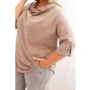 Dámská blůza Plus Size s bavlnou volného střihu s vodním výstřihem (Velikost UNI, Barva Béžová)