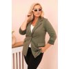 Dámské sako 21454 Plus Size s dlouhým rukávem a límcem (Velikost UNI, Barva Smetanová)
