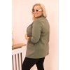 Dámské sako 21454 Plus Size s dlouhým rukávem a límcem (Velikost UNI, Barva Smetanová)
