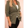 Dámské sako 21454 Plus Size s dlouhým rukávem a límcem (Velikost UNI, Barva Smetanová)