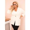 Dámské sako 21454 Plus Size s dlouhým rukávem a límcem (Velikost UNI, Barva Smetanová)