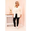 Dámské sako 21454 Plus Size s dlouhým rukávem a límcem (Velikost UNI, Barva Smetanová)