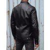 Pánská kožená bunda s přezkami černá Dstreet TX4731 (Velikost M, Barva Černá)
