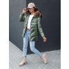 Dámská zimní bunda s kapucí a kožíškem WINTERCHIC Dstreet TY4435 (Velikost S, Barva Zelená)
