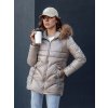 Dámská zimní bunda s kapucí a kožíškem WINTERCHIC Dstreet TY4435 (Velikost S, Barva Zelená)