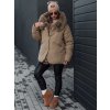 Dámská zimní bunda s kapucí a kožíškem LUNAVI Dstreet TY4665 (Velikost S, Barva Béžová)