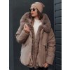 Dámská zimní bunda s kapucí a kožíškem LUNAVI Dstreet TY4665 (Velikost S, Barva Béžová)
