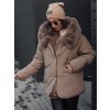 Dámská zimní bunda s kapucí a kožíškem LUNAVI Dstreet TY4665 (Velikost S, Barva Béžová)
