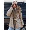 Dámská zimní bunda s kapucí FURSOFT Dstreet TY4668 (Velikost S, Barva Béžová)