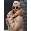 Dámská zimní bunda s kapucí a kožíškem MELOMA Dstreet TY4712 (Velikost S, Barva Béžová)