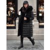 Dámská dlouhá prošívaná bunda ZAELEGANTE s kapucí Dstreet TY4779 (Velikost S, Barva Černá)