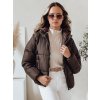 Dámská krátká zimní bunda s kapucí GLAMVO Dstreet TY4949 (Velikost S, Barva Bordó)