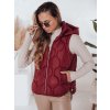 Dámská prošívaná vesta s kapucí MISSVEST Dstreet TY5017 (Velikost S, Barva Červená)