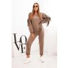 Dámský komplet máslový s třásněmi na rukávech hnědý Regína (Velikost UNI, Barva Hnědá)