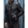 Pánská kožená bunda černá Dstreet TX4739 (Velikost M, Barva Černá)