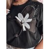 Dámské tričko 3D PETALOVE Dstreet RY2717 (Velikost M/L, Barva Černá)