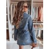 Džínové šaty mini one size JINELLA Dstreet EY2569 s páskem (Velikost S, Barva Modrá - světle)