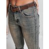 Dámské džíny skinny s páskem Dstreet UY2810 (Velikost 28, Barva Modrá - světle)