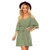 Numoco MARINA šaty s výstřihem - olivová barva 292-6 (Velikost L, Barva Zelená)