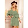 MARINA šaty s výstřihem - olivová barva 292-6 (Velikost S, Barva Zelená)