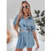 Dámská souprava lniany oversize LINEN LOVE Dstreet AY1138 (Velikost S/M, Barva Modrá)