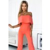 Overal s volánem a odhalenými rameny - broskev 444-1 (Velikost XL, Barva Oranžová)