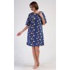 Dámské domácí šaty s krátkým rukávem Hvězdy (Barva Modrá - tmavě, Velikost XL)