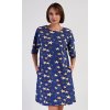 Dámské domácí šaty s krátkým rukávem Hvězdy (Barva Modrá - tmavě, Velikost XL)