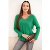 Svetr dámský z viskózy s výstřihem do V zelený (Velikost UNI, Barva Zelená)