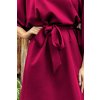 SOFIA Motýlí šaty se zavazováním v pase - Vínová barva 287-18 (Velikost L/XL, Barva Bordó)