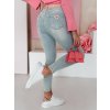 Dámské džíny skinny s páskem SLIMIVI Dstreet UY2423 (Velikost 28, Barva Modrá - světle)