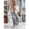 Dámské džíny wide leg děrované NOWISTA Dstreet UY2426 (Velikost S, Barva Modrá - světle)
