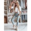 Dámské džíny skinny s páskem ICONON Dstreet UY2465 (Velikost 28, Barva Modrá - světle)
