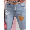 Dámské džíny slim fit s květy FLORENSSO Dstreet UY2467 (Velikost S, Barva Modrá - světle)