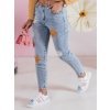 Dámské džíny slim fit s květy FLORENSSO Dstreet UY2467 (Velikost S, Barva Modrá - světle)