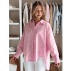 Dámská košile oversize s dlouhým rukávem BLUOSIZE Dstreet DY0457 (Velikost M, Barva Bílá)