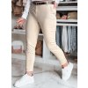 Dámské kalhoty s páskem slim fit LINESKA Dstreet UY2573 (Velikost M, Barva Béžová)