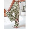 Dámské široké kalhoty wide leg s květy LOVEGARDEN Dstreet UY2656 (Velikost M, Barva Zelená - světle)