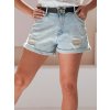 Dámský džínové šortky s páskem SUMMERFLY Dstreet SY0482 (Velikost S, Barva Modrá - světle)