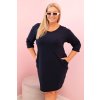 Dámská sukni Plus Size z bavlnou s jednoduchým střihem a rukávem 3/4 Mara (Velikost UNI, Barva Modrá - tmavě)