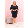Dámská sukni Plus Size z bavlnou s jednoduchým střihem a rukávem 3/4 Mara (Velikost UNI, Barva Modrá - tmavě)