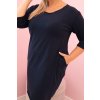 Dámská sukni Plus Size z bavlnou s jednoduchým střihem a rukávem 3/4 Mara (Velikost UNI, Barva Modrá - tmavě)