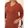 Dámské šaty Plus Size 21548 s výstřihem do V (Velikost UNI, Barva Tělová)