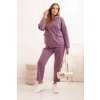 Komplet dámská mikina s kapucí a kalhoty s páskem (Velikost UNI, Barva Fialová)