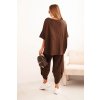 Komplet bavlněný tričko + kalhoty hnědý (Velikost UNI, Barva Hnědá)