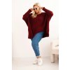 Svetr dámský Plus Size z akrylu s volným střihem a rukávem 3/4 fango (Velikost UNI, Barva Bordó)