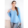 Dámský svetr z viskózy s výstřihem do V (Velikost UNI, Barva Modrá)